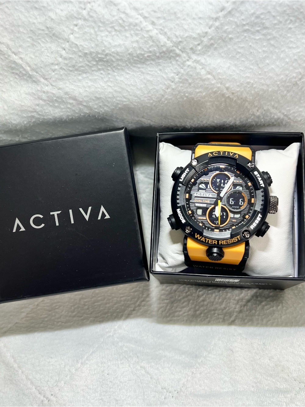 NEW! ACTIVA Men's Yellow and Black Sport Chronograph Watch